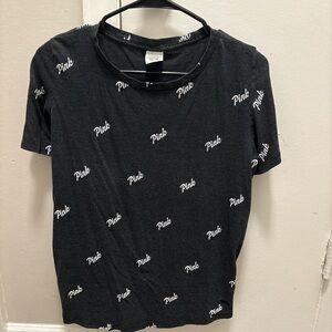 PINK Victoria's Secret gray Tee with White Logo Print